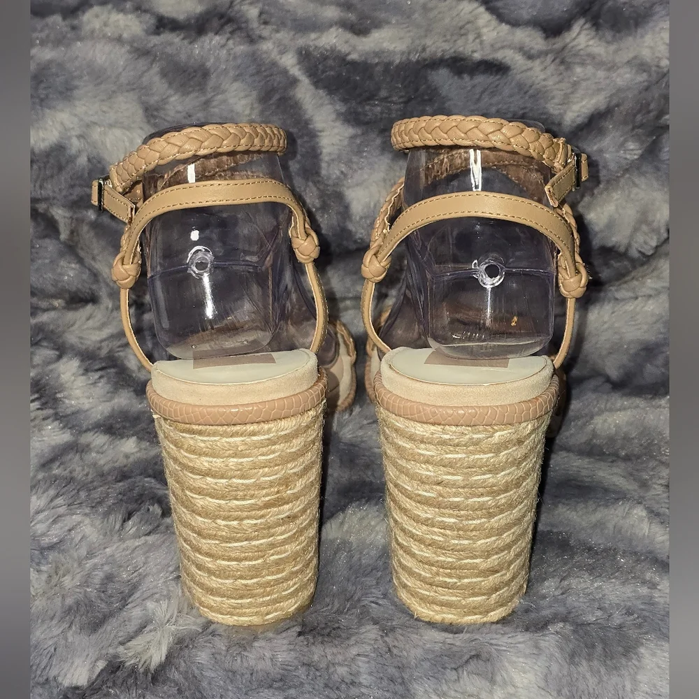 NWB Dolce Vita Oro Cafe Braided Raffia High Heel‎ Ankle Strap Sandals Size 10